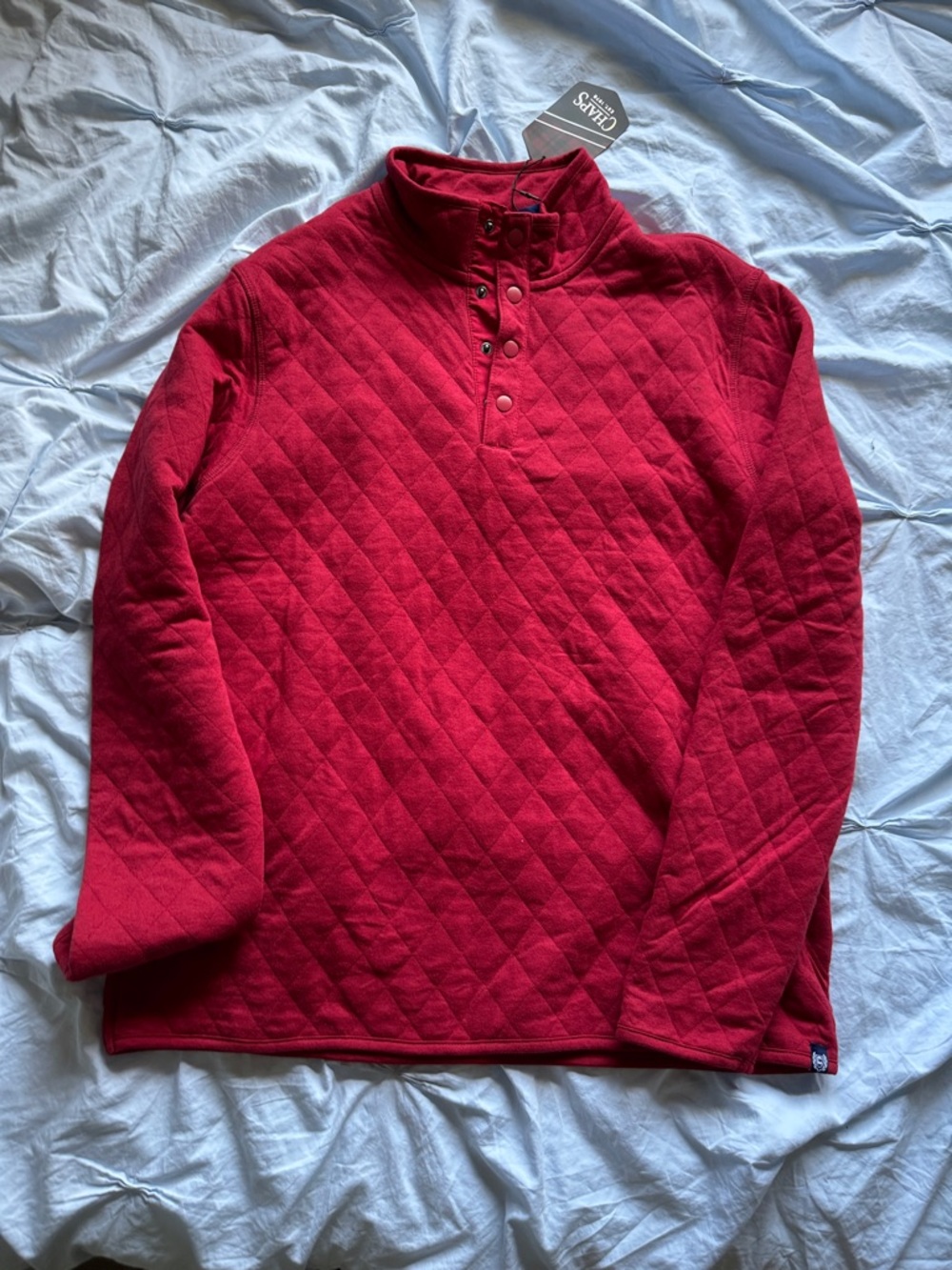 Chaps Men's Red Quilted Snap-Placket Pullover Sweatshirt